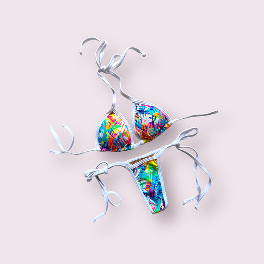 Rainbow thong bikini